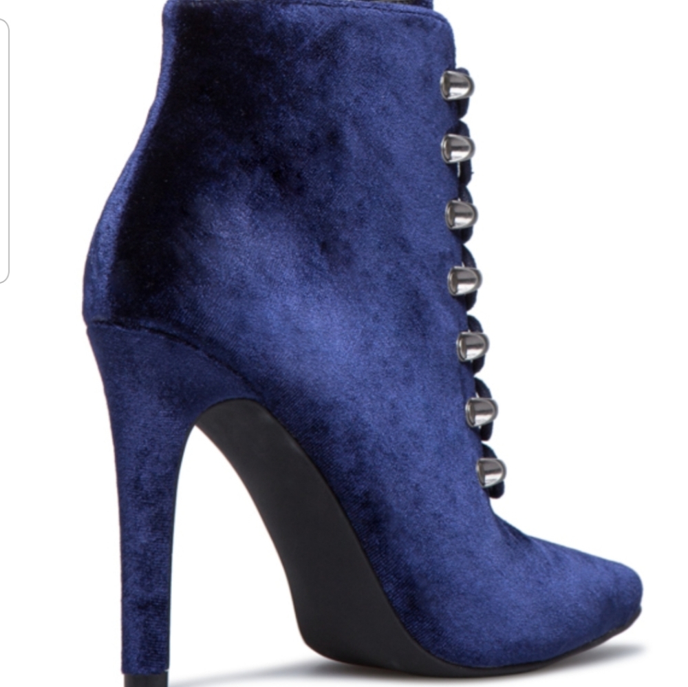 Navy Blue faux suede bootie
